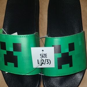 Minecraft Green Creeper Slide Sandals - Kids Size L(2/3)